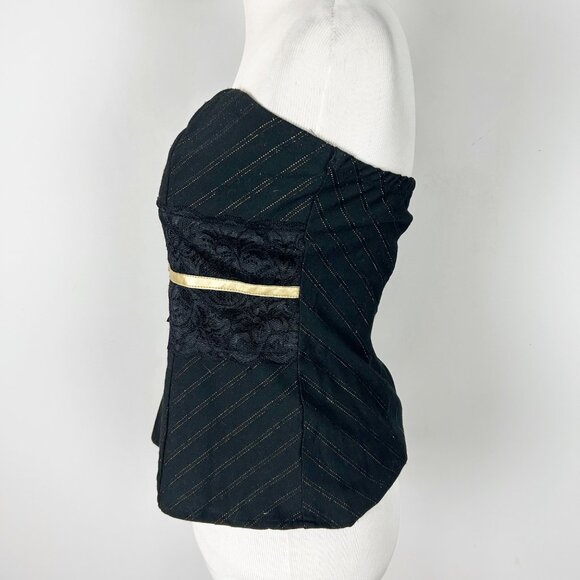 Vintage Y2K Tube Top Black & Gold Retro Whimsigoth Party Size Large Women's - Picture 4 of 6